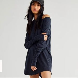Free People black Arden long sleeve tee xs